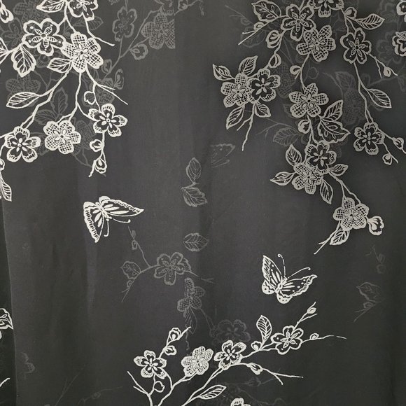 Emma James Womens Blouse 20W Plus Size Sheer Black White Floral Liz Claiborne - Picture 6 of 7